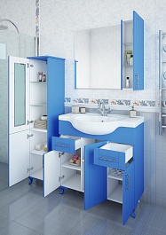 Sanflor Мебель для ванной Глория 85 R голубая матовая – фотография-3
